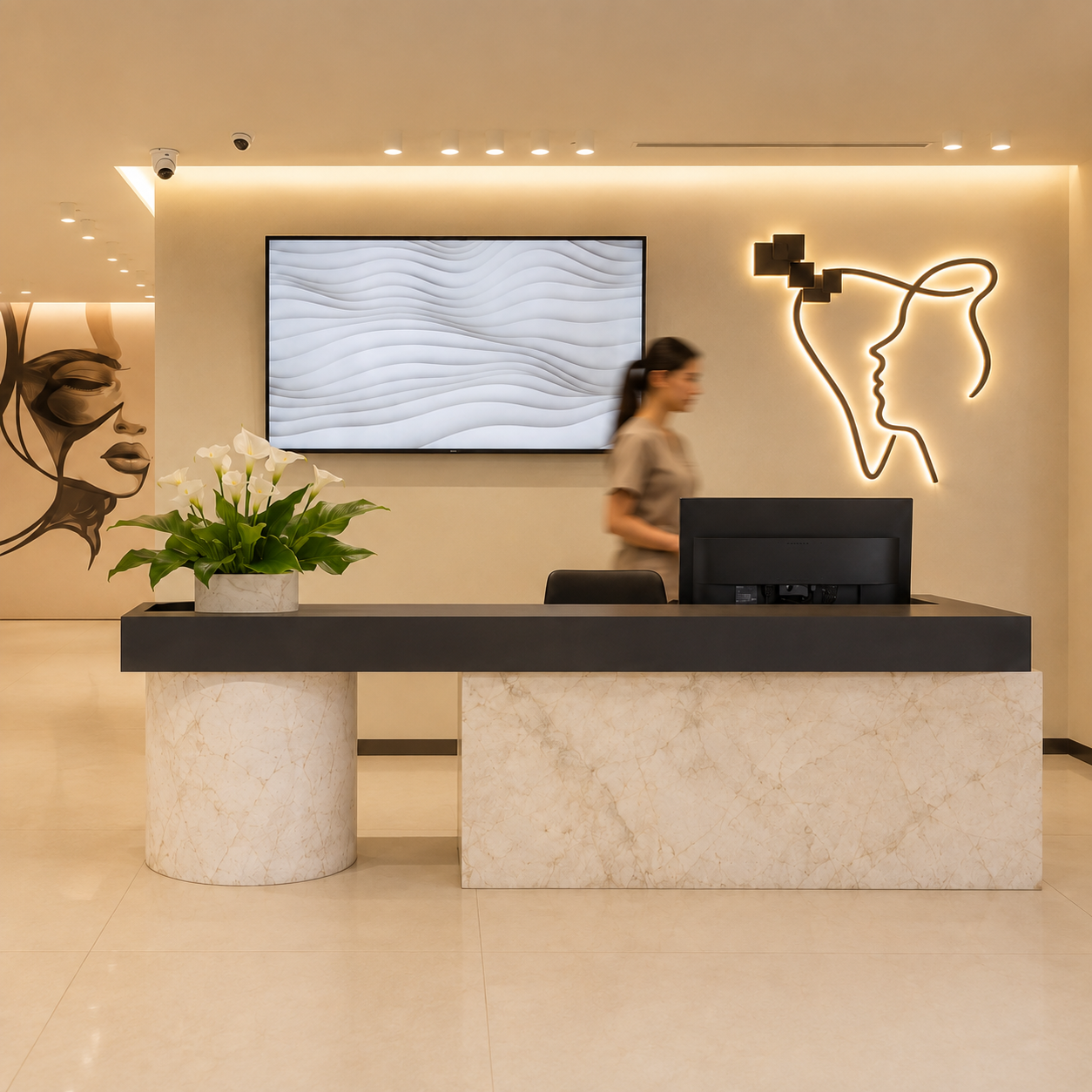 The calm lounge at Hera Clinic in Tirana